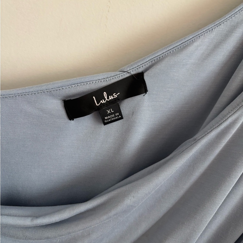 Lulu's Light Blue One-Shoulder Ruched Maxi Dress - Picture 6 of 10